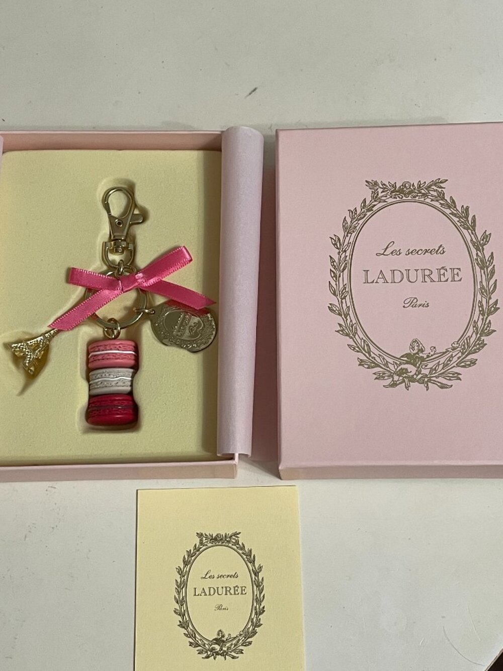 LADUREE Paris Macaron keychain bag charm Eiffel Tower New in Box